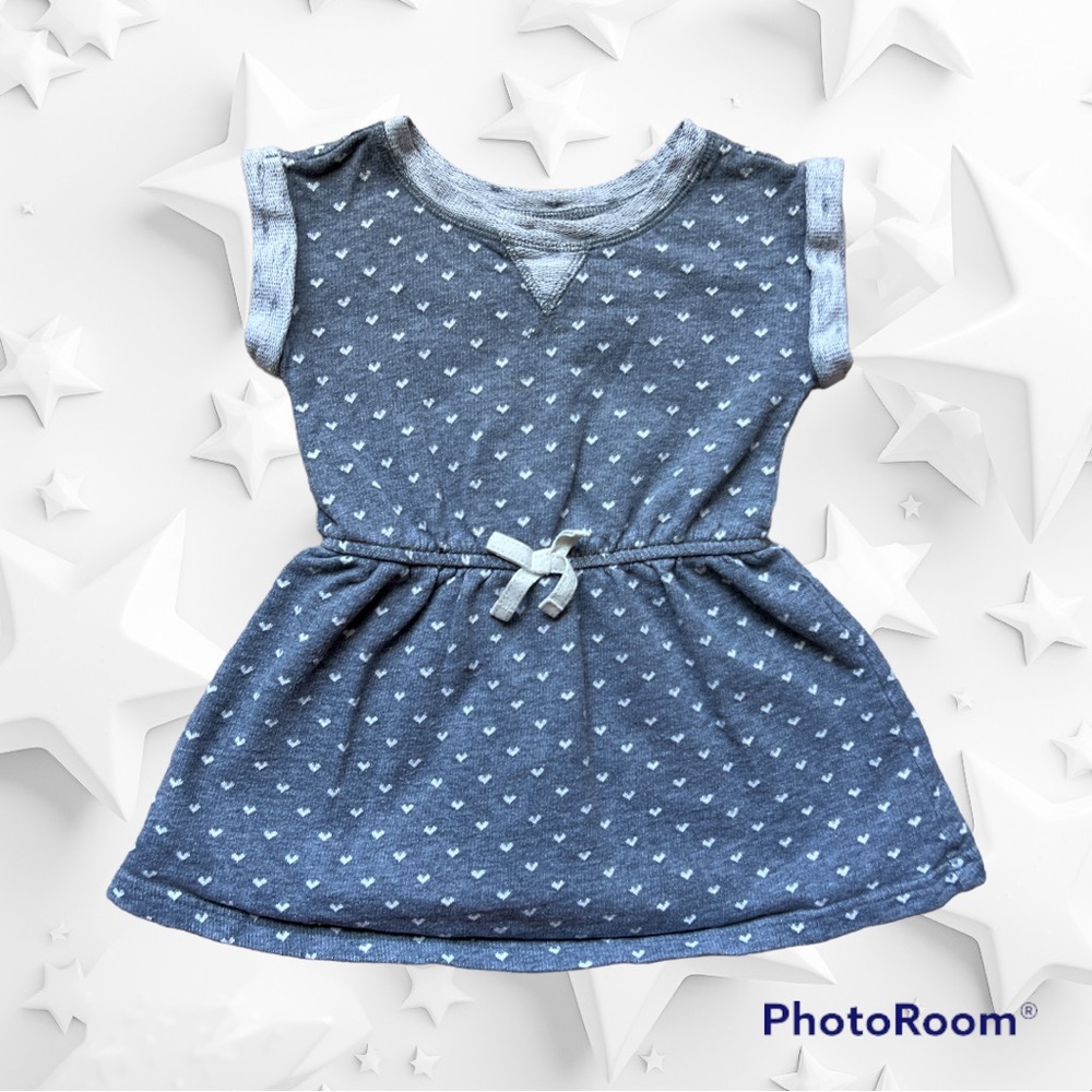 Grey dress with white hearts. 2T